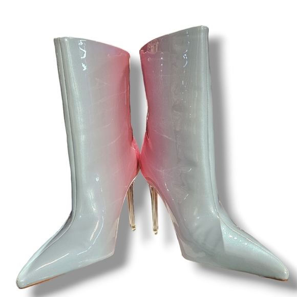 Ombre stiletto Ankle High Heeled boots, With Clear Heel. Size 8 - Picture 4 of 6